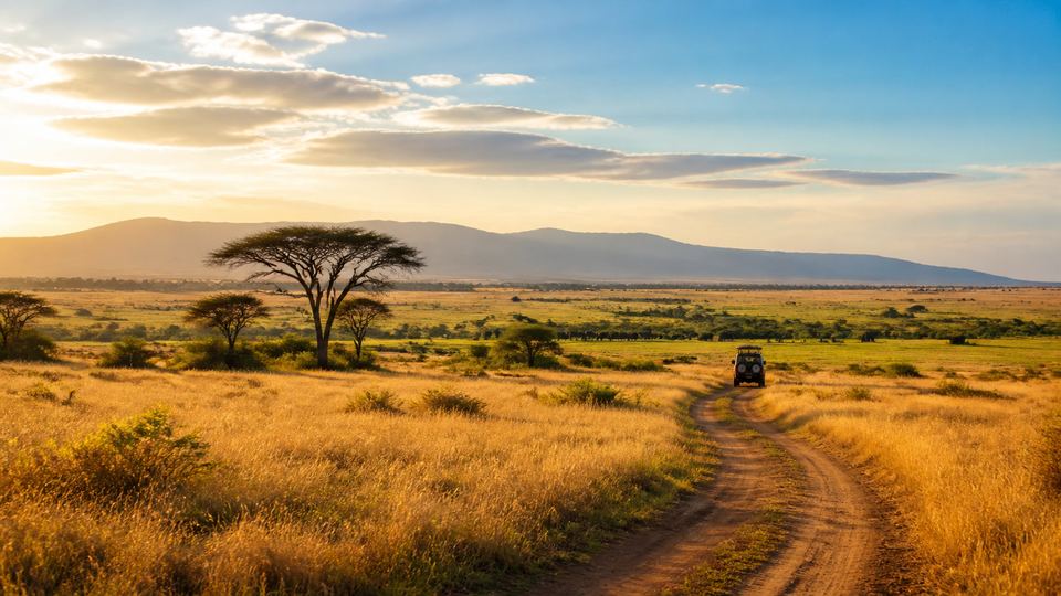 Safari journal and camera overlooking elephants on a Kenya savanna